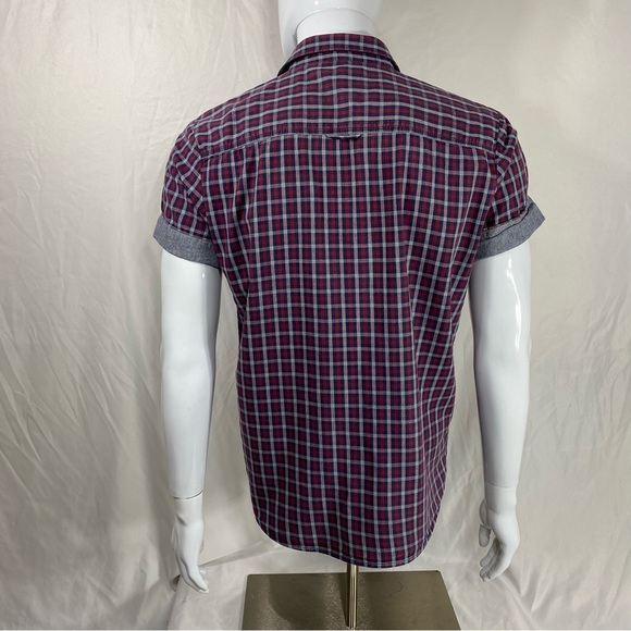 19 Ninety:One Men’s Plaid Rolled Cuff Tailored Fit Button Down - Picture 6 of 6